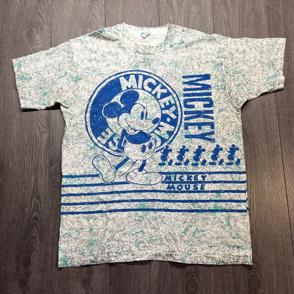 Vintage Mickey Mouse Disney 1980s Rare Shirt XL White‎ Single Stitch All Over